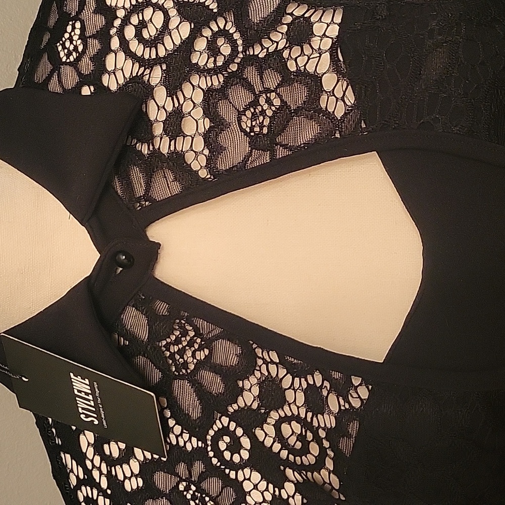 Womens Black Lace Keyhole Bodycon Midi Small Stylewe Dress. NWT - Picture 5 of 12
